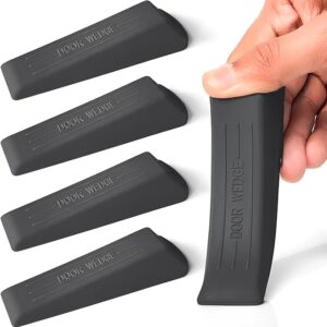 Door Stoppers, 5 Pack Premium Rubber Door Stopper Wedge (Black)
