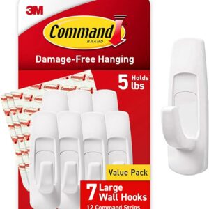 Command Large Utility Hooks, 7-Hooks, 12-Strips, Organize Damage-Free